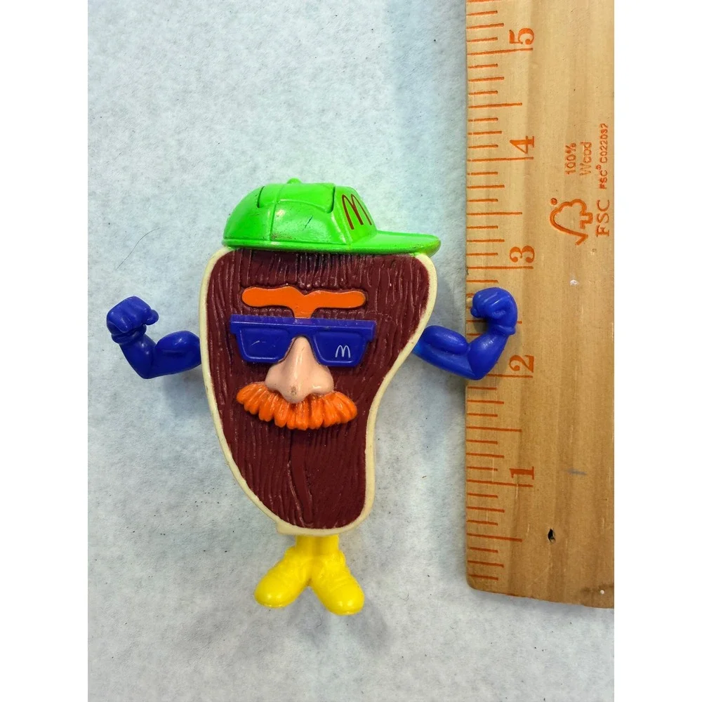 Vintage 1990 McDonalds Food Changeables T-Bone Steak Transforming Toy Figure
